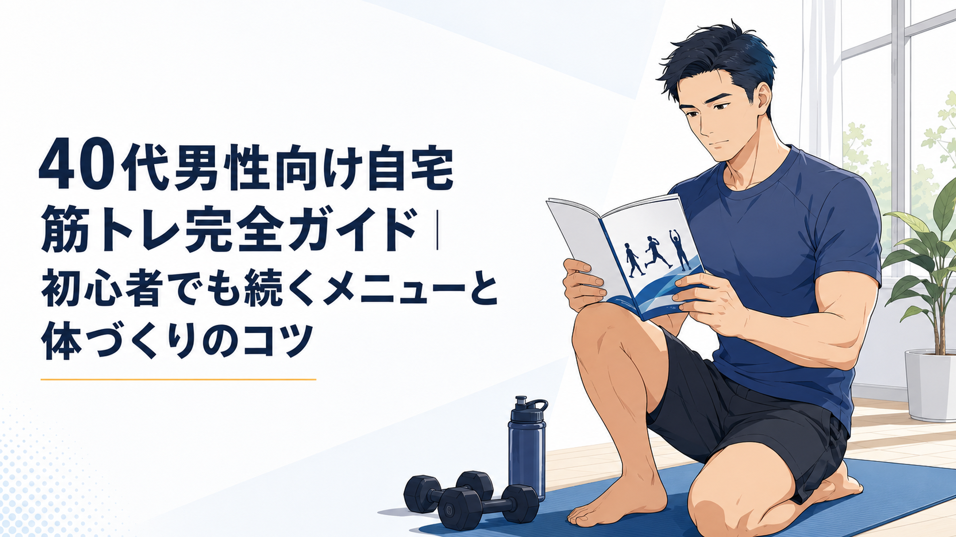厚生労働省の身体活動・運動ガイド2023を確認しながら自宅で筋トレを始める40代男性