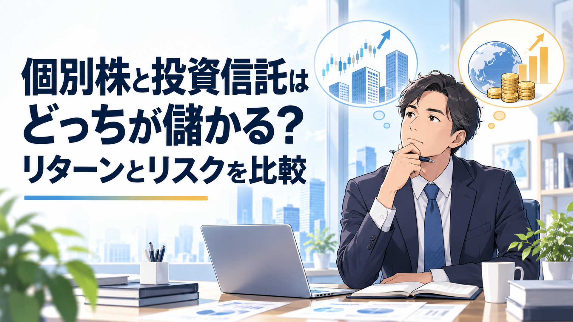 個別株と投資信託のリターンとリスクを比較しながら資産形成を考える40代会社員